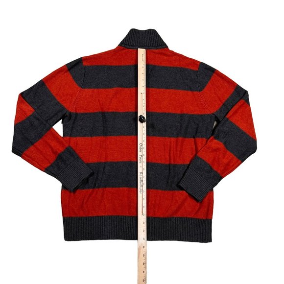 Tommy Hilfiger Sweater Men's Long Sleeve Striped Dual Zipper Gray Orange XL - Picture 9 of 13